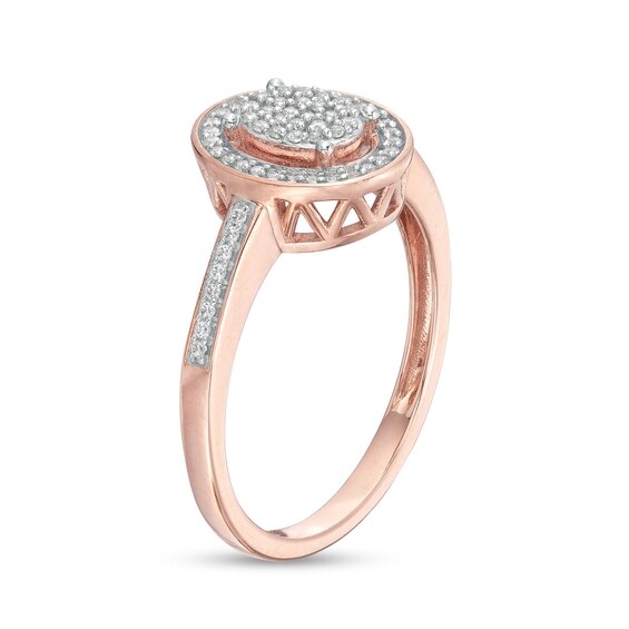 1/6 CT. T.w. Oval-Shaped Multi-Diamond Frame Promise Ring in 10K Rose Gold