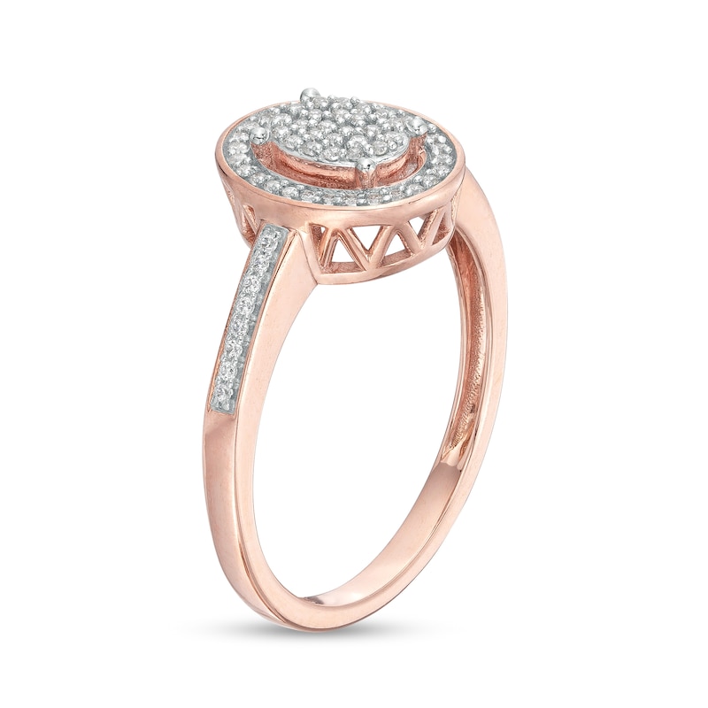 Main Image 3 of 1/6 CT. T.W. Oval-Shaped Multi-Diamond Frame Promise Ring in 10K Rose Gold