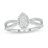 Thumbnail Image 1 of 1/15 CT. T.W. Marquise-Shaped Multi-Diamond Frame Twisted Split Shank Promise Ring in 10K White Gold