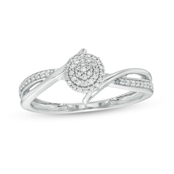1/6 CT. T.w. Multi-Diamond Bypass Crossover Split Shank Promise Ring in 10K Gold