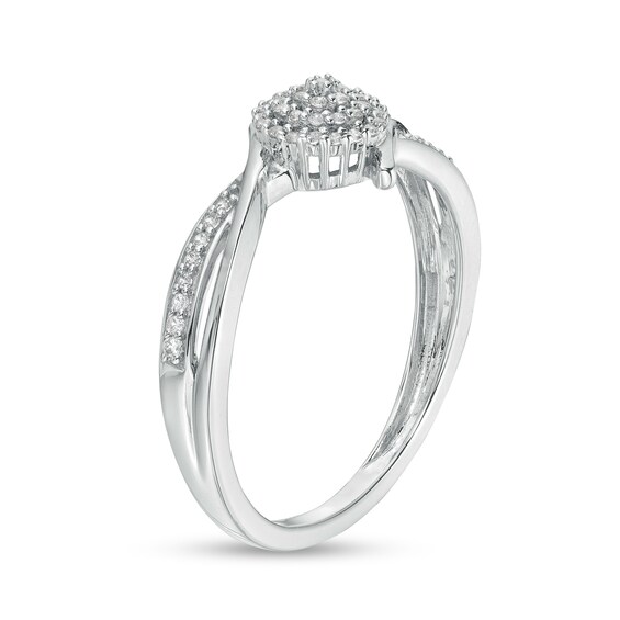 1/6 CT. T.w. Multi-Diamond Bypass Crossover Split Shank Promise Ring in 10K Gold