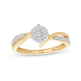 1/6 CT. T.W. Multi-Diamond Bypass Crossover Split Shank Promise Ring in 10K Gold