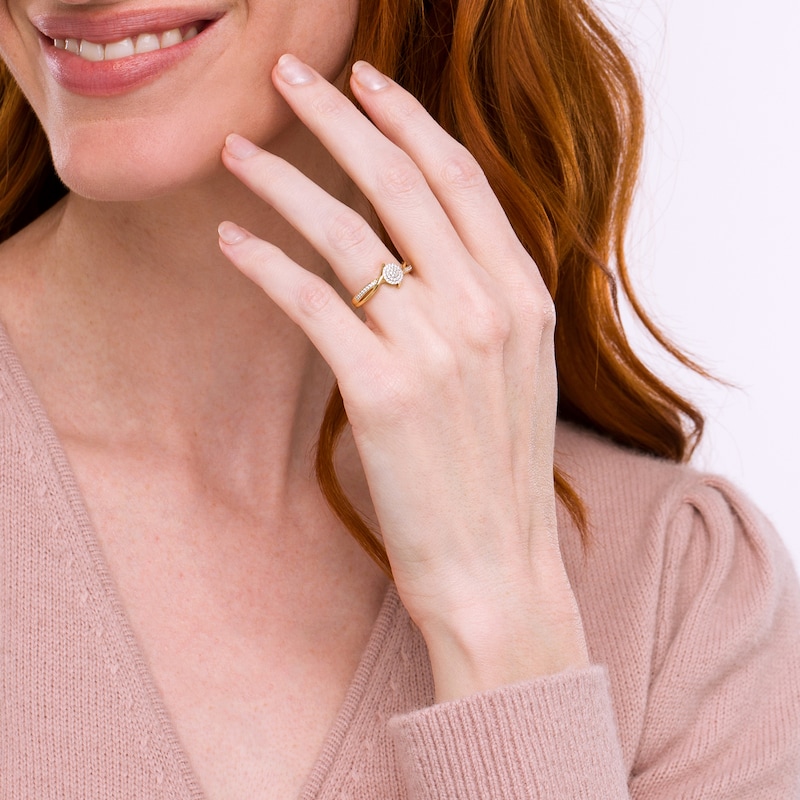 Main Image 2 of 1/6 CT. T.W. Multi-Diamond Bypass Crossover Split Shank Promise Ring in 10K Gold
