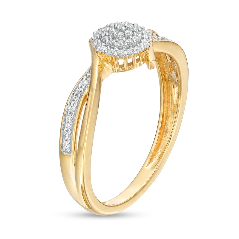 Main Image 3 of 1/6 CT. T.W. Multi-Diamond Bypass Crossover Split Shank Promise Ring in 10K Gold