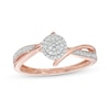 Thumbnail Image 1 of 1/6 CT. T.W. Multi-Diamond Bypass Crossover Split Shank Promise Ring in 10K Rose Gold