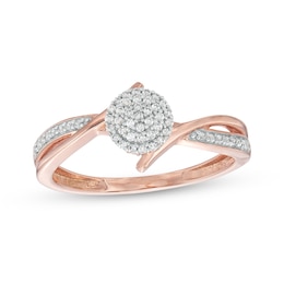 1/6 CT. T.W. Multi-Diamond Bypass Crossover Split Shank Promise Ring in 10K Rose Gold