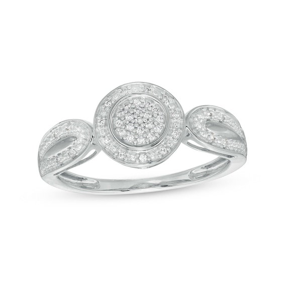 10K White Gold 1/10 CTW Diamond Multi Stone Halo Twist Style Promise Ring 10K White Gold 1/10 CTW Diamond Multi Stone Halo Twist Style Promise Ring