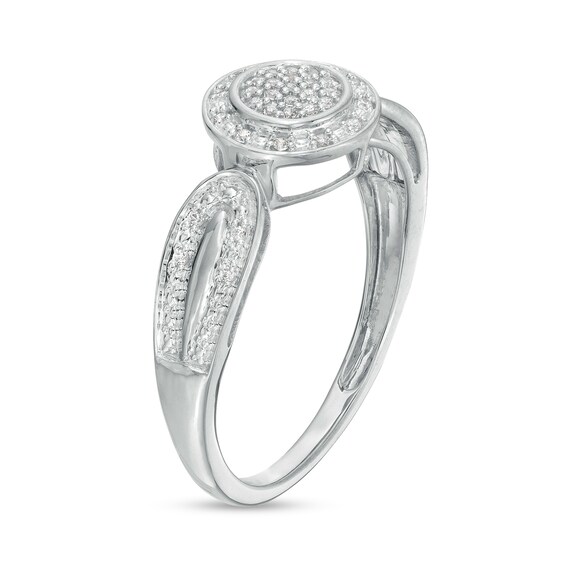 1/10 CT. T.w. Multi-Diamond Frame Loop Shank Promise Ring in 10K White Gold