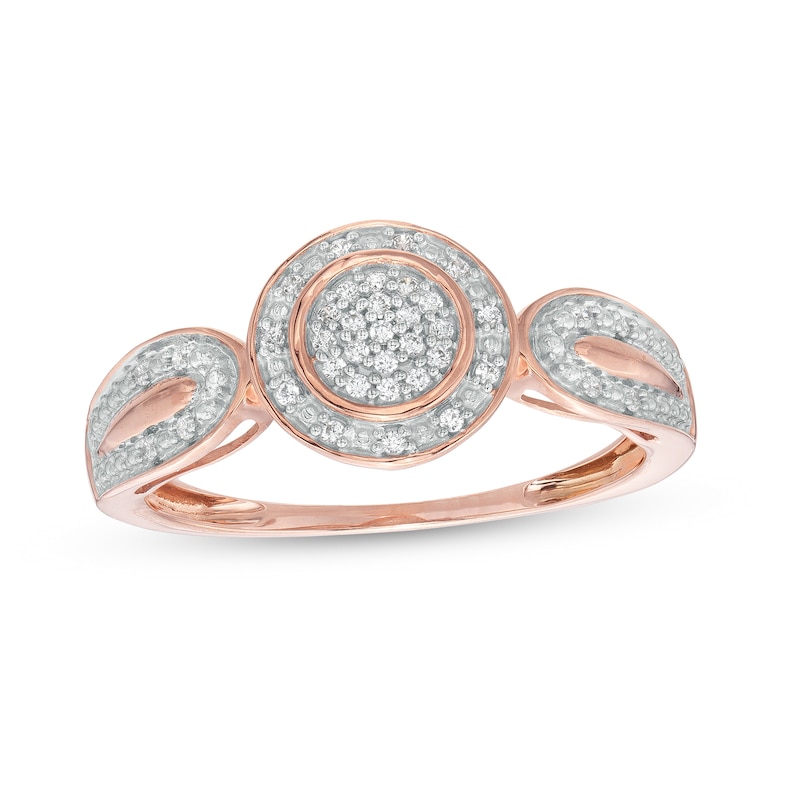 Main Image 1 of 1/10 CT. T.W. Multi-Diamond Frame Loop Shank Promise Ring in 10K Rose Gold