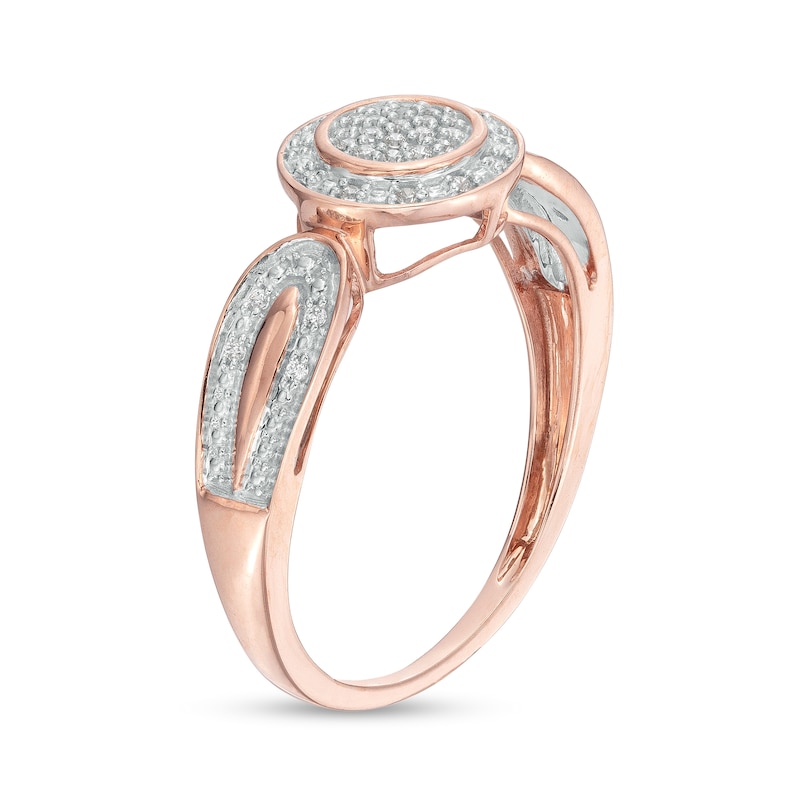 Main Image 3 of 1/10 CT. T.W. Multi-Diamond Frame Loop Shank Promise Ring in 10K Rose Gold