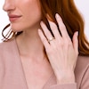 Thumbnail Image 2 of 1/15 CT. T.W. Cushion-Shaped Multi-Diamond Beaded Frame Chevron Side Accent Triple Row Promise Ring in 10K Gold