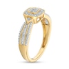 Thumbnail Image 3 of 1/15 CT. T.W. Cushion-Shaped Multi-Diamond Beaded Frame Chevron Side Accent Triple Row Promise Ring in 10K Gold