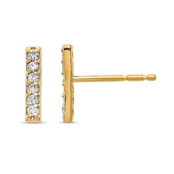 1/10 CT. T.w. Diamond Bar Six Stone Stud Earrings in 14K Gold