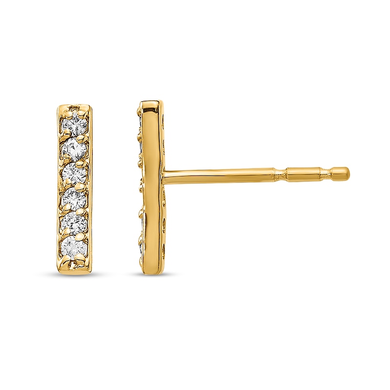 1/10 CT. T.W. Diamond Bar Six Stone Stud Earrings in 14K Gold