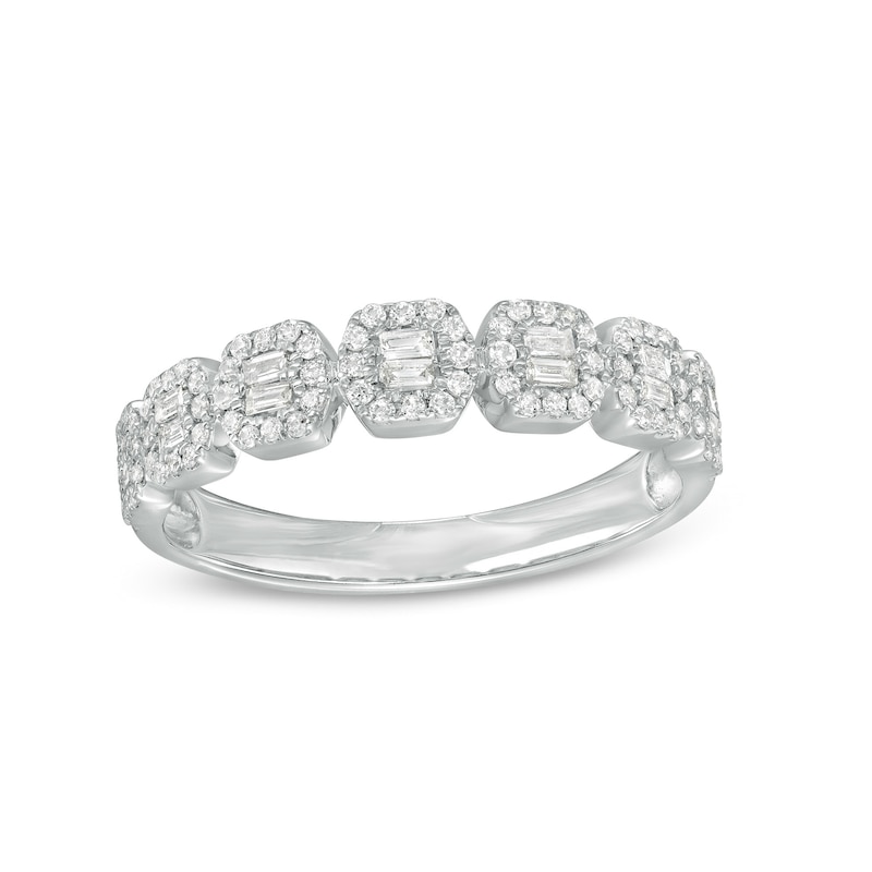 Main Image 1 of 1/3 CT. T.W. Emerald-Shape Multi-Diamond Frame Ring in 10K White Gold