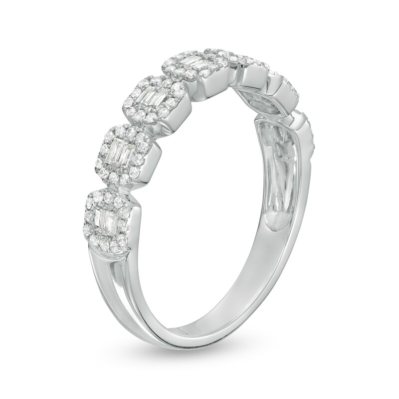 Main Image 3 of 1/3 CT. T.W. Emerald-Shape Multi-Diamond Frame Ring in 10K White Gold