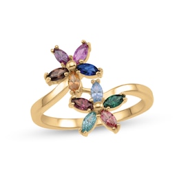 Mother's Marquise Gemstone Flowers Ring (4-10 Stones)
