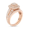 Thumbnail Image 3 of 1-1/8 CT. T.W. Cushion-Shape Multi-Diamond Frame Split Shank Multi-Row Bridal Set in 10K Rose Gold
