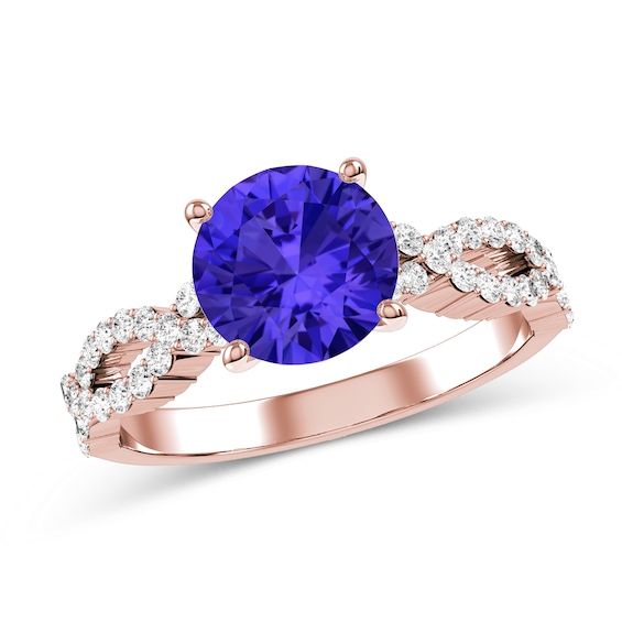 Tanzanite and Diamond Engagement Ring in 10K Rose Gold