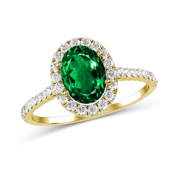 Oval Emerald and Diamond Engagement Ring in 10K Gold