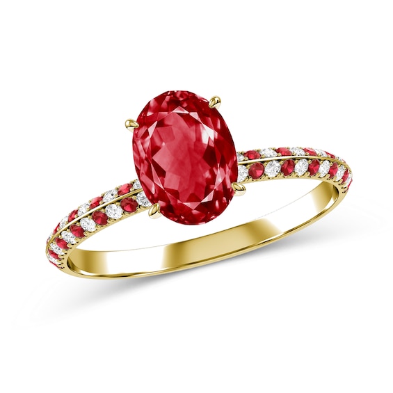 Oval Ruby and Diamond Engagement Ring in 10K Gold
