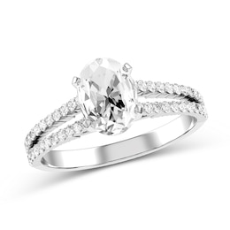 Oval Diamond Engagement Ring in 10K White Gold