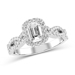 Emerald-Cut Diamond Engagement Ring in 10K White Gold