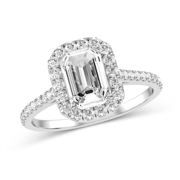 Emerald-Cut Diamond Engagement Ring in 10K White Gold