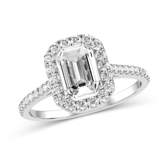 Emerald-Cut Diamond Engagement Ring in 10K White Gold