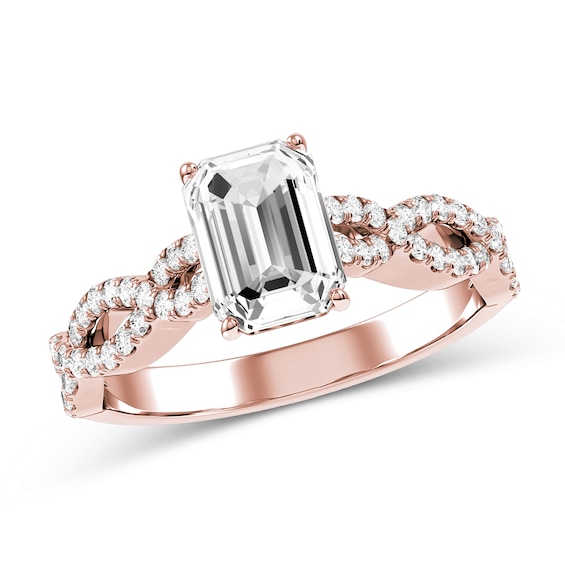 Emerald-Cut Diamond Engagement Ring in 10K Rose Gold