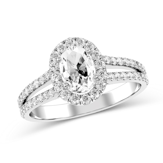 Oval Diamond Engagement Ring in 10K White Gold