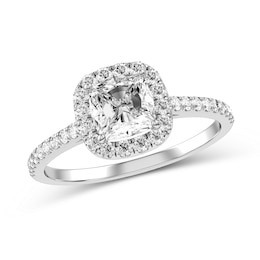 Cushion-Cut Diamond Engagement Ring in 10K White Gold
