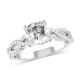 Cushion-Cut Diamond Engagement Ring in 10K White Gold