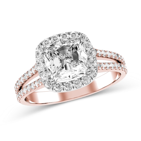 Cushion-Cut Diamond Engagement Ring in 10K Two-Tone Gold