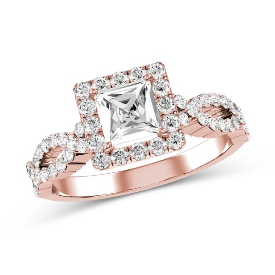 Princess-Cut Diamond Engagement Ring in 10K Rose Gold