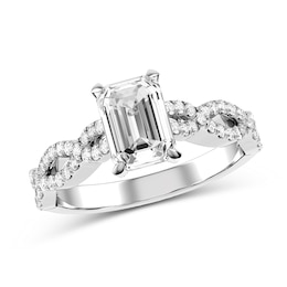 Emerald-Cut Diamond Engagement Ring in 10K White Gold