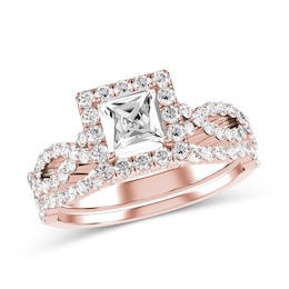Princess-Cut Diamond Bridal Set in 10K Rose Gold
