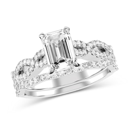 Emerald-Cut Diamond Bridal Set in 10K White Gold