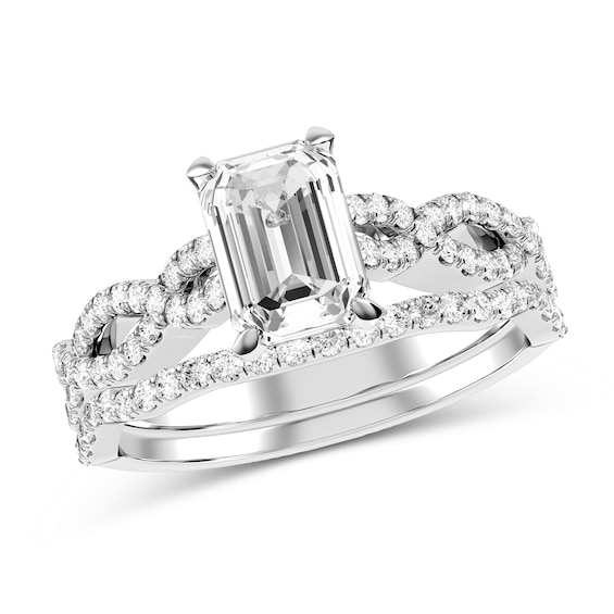Emerald-Cut Diamond Bridal Set in 10K White Gold