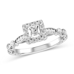 Princess-Cut Diamond Engagement Ring in 10K White Gold