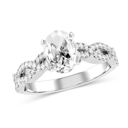 Oval Diamond Engagement Ring in 10K White Gold