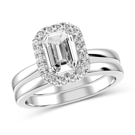 Emerald-Cut Diamond Bridal Set in 10K White Gold