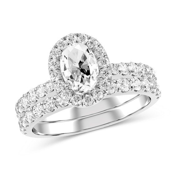 Oval Diamond Bridal Set in 10K White Gold