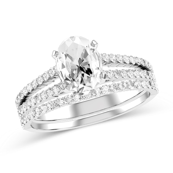 Oval Diamond Bridal Set in 10K White Gold