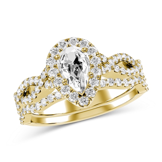 Pear-Shaped Diamond Bridal Set in 10K Gold