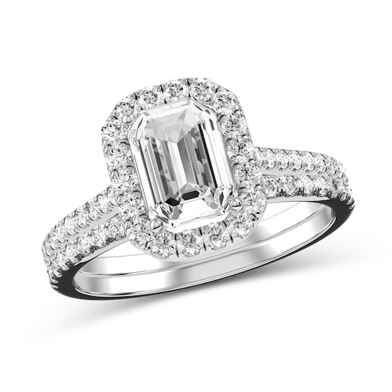 Emerald-Cut Diamond Bridal Set in 10K White Gold