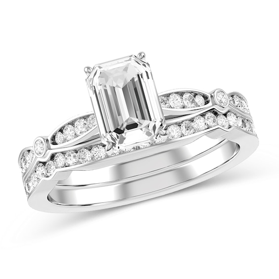 Emerald-Cut Diamond Bridal Set in 10K White Gold