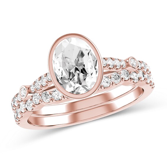 Oval Diamond Bridal Set in 10K Rose Gold