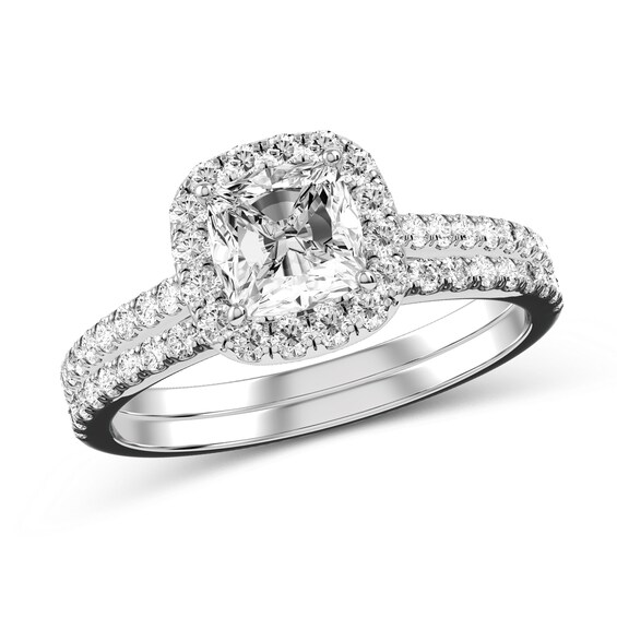 Cushion-Cut Diamond Bridal Set in 10K White Gold