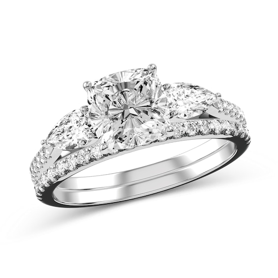 Cushion-Cut Diamond Bridal Set in 10K White Gold